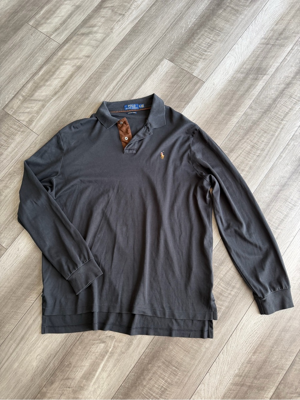 Polo Ralph Lauren Men’s Black Long-Sleeve Polo Shirt Soft Cotton Sz XL Stretchy